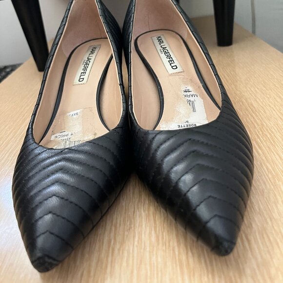 GUC KARL LAGERFELD Rosette leather pumps (6.5) - Picture 6 of 8